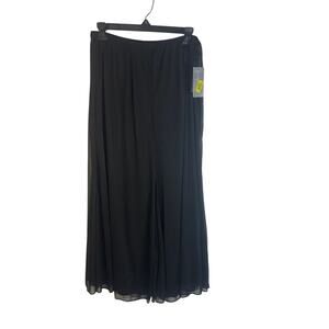 NWT Alex Evenings XL Black Chiffon Palazzo Wide Leg Dress Pants Formal
